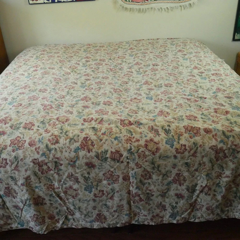Vintage Ralph Lauren Highgate Woods King Flat Sheet Floral Chintz Cotton USA